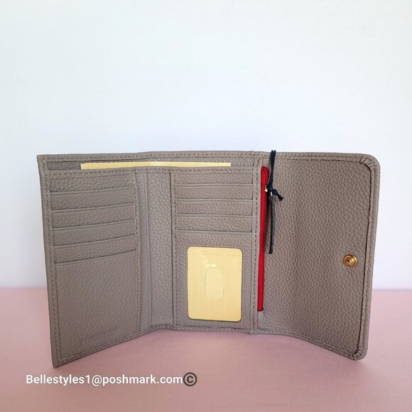 DOONEY & BOURKE Pebbled Grain Leather Medium Flap Wallet with ID Window- Taupe - Picture 14 of 16